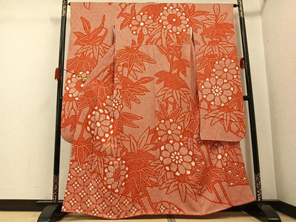 平和屋着物●豪華振袖　絞り　草花文　正絹　逸品　AABH3124ph