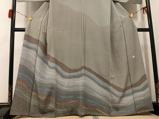 平和屋着物●訪問着　作家物　流水文　正絹　逸品　AABH3126ph
