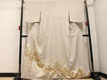 平和屋着物●豪華色留袖　友禅　駒刺繍　松竹梅風景文　金彩　やまと誂製　正絹　逸品　AABH3128ph