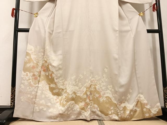平和屋着物●豪華色留袖　友禅　駒刺繍　松竹梅風景文　金彩　やまと誂製　正絹　逸品　AABH3128ph