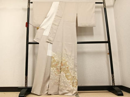 平和屋着物●豪華色留袖　友禅　駒刺繍　松竹梅風景文　金彩　やまと誂製　正絹　逸品　AABH3128ph