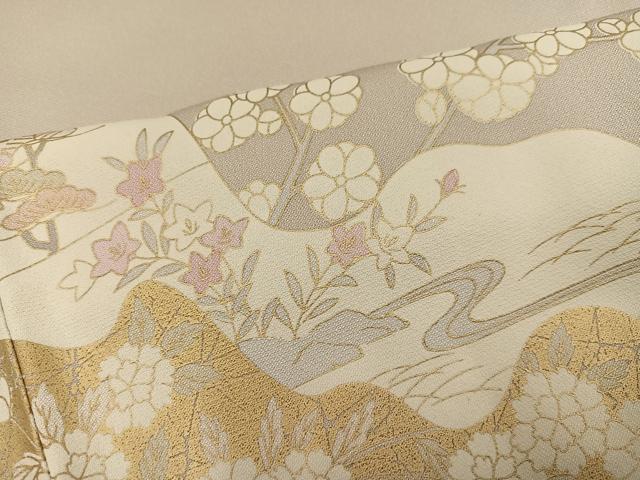 平和屋着物●豪華色留袖　友禅　駒刺繍　松竹梅風景文　金彩　やまと誂製　正絹　逸品　AABH3128ph