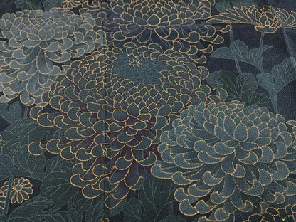 平和屋着物●訪問着　作家物　正道　藍　菊　金彩　正絹　逸品　AABH3131ph