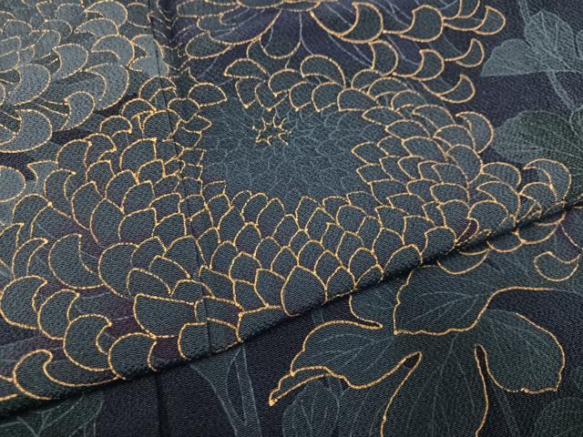 平和屋着物●訪問着　作家物　正道　藍　菊　金彩　正絹　逸品　AABH3131ph
