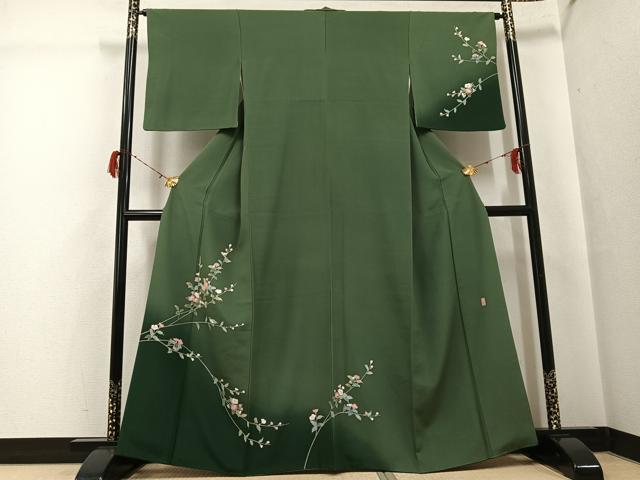平和屋着物●訪問着　友禅　作家物　峰山　枝花文　暈し染め　正絹　逸品　AABH0772fy 平和屋着物○訪問着 友禅 作家物 峰山 枝花文 暈し染め