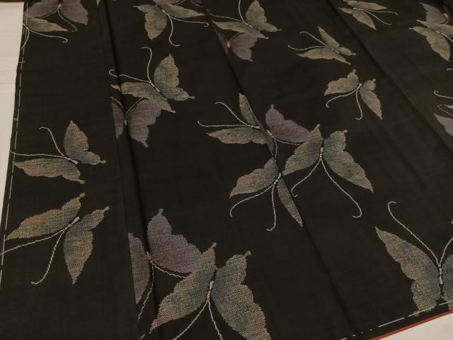 平和屋着物●本場大島紬　地空き　カタス9マルキ　舞蝶文　正絹　逸品　未使用　AABH3142ph