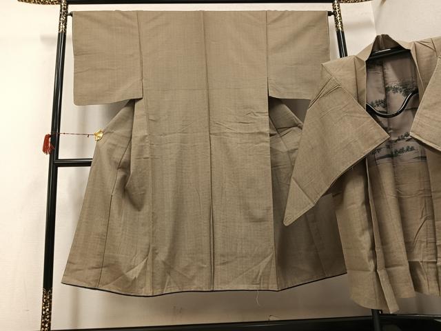 平和屋着物●男性　お召　アンサンブル　正絹　逸品　AABH3144ph
