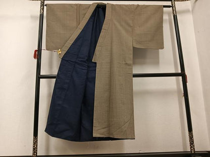 平和屋着物●男性　お召　アンサンブル　正絹　逸品　AABH3144ph