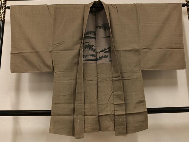 平和屋着物●男性　お召　アンサンブル　正絹　逸品　AABH3144ph