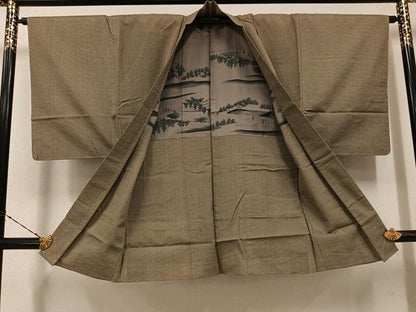 平和屋着物●男性　お召　アンサンブル　正絹　逸品　AABH3144ph
