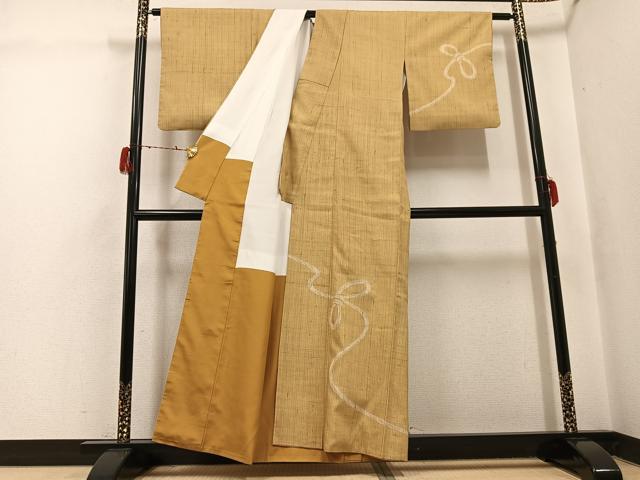 平和屋着物●染織の名門　しょうざん  生紬　飴色　正絹　逸品　AABF1818ck 平和屋着物○染織の名門 しょうざん 生紬 飴色 正絹 逸品 AABF1818ckの