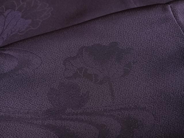 平和屋着物●豪華色留袖　流水花文　色無地　紫黒色　正絹　逸品　AABH3151ph