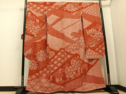 平和屋着物●豪華振袖　絞り　草花吉祥文　正絹　逸品　AABH3152ph