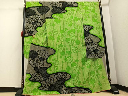 平和屋着物●豪華振袖　絞り　扇面吉祥花文　正絹　逸品　AABH3154ph