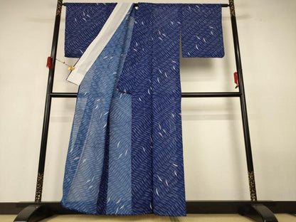 平和屋着物＊夏物 小紋 絽 枝葉文 洗える着物 未使用 AABH3162jd