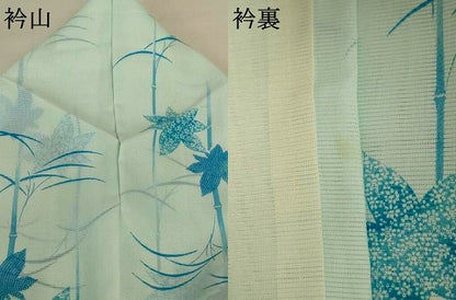 平和屋着物＊夏物 小紋 絽 舞葉文 洗える着物 AABH3164jd