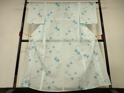 平和屋着物＊夏物 小紋 絽 舞葉文 洗える着物 AABH3164jd