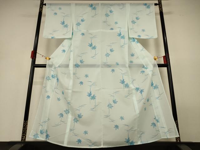 平和屋着物＊夏物 小紋 絽 舞葉文 洗える着物 AABH3164jd