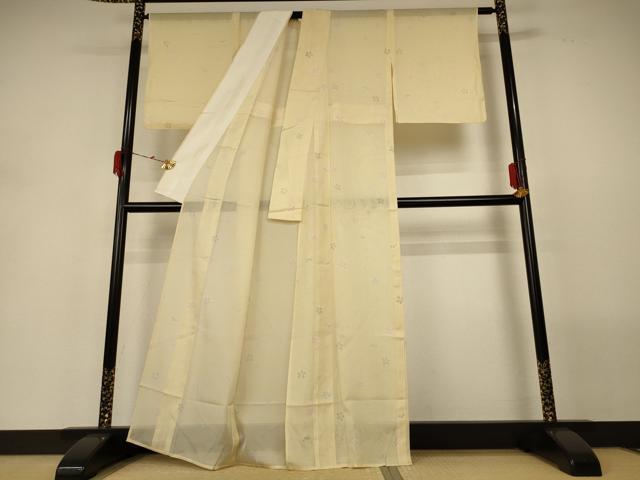 平和屋着物＊夏物 小紋 絽 舞花文 洗える着物 AABH3169jd