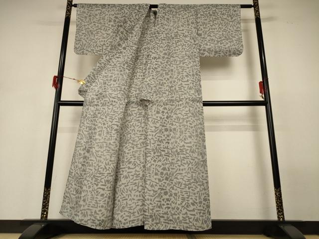 平和屋着物＊夏物　小千谷ちぢみ　幾何学文様　麻　逸品　AABH3170jd