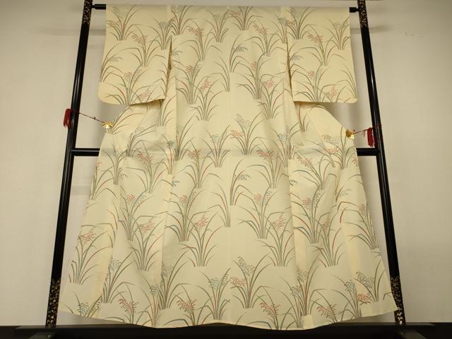 平和屋着物＊夏物 小紋 絽 草葉文 正絹 逸品 AABH3172jd