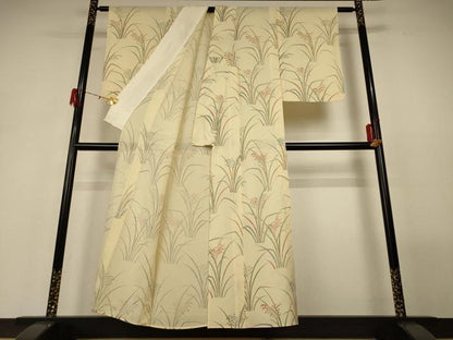 平和屋着物＊夏物 小紋 絽 草葉文 正絹 逸品 AABH3172jd
