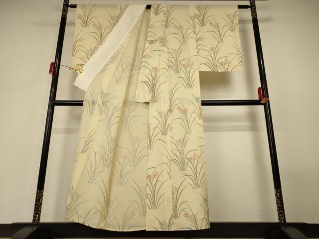 平和屋着物＊夏物 小紋 絽 草葉文 正絹 逸品 AABH3172jd