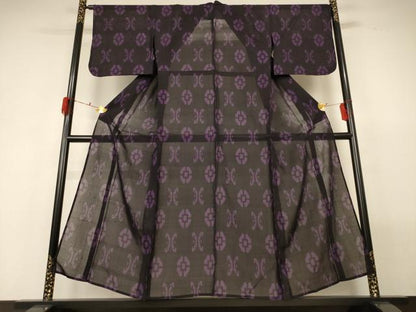 平和屋着物＊夏物 小紋 紗 幾何学文様 正絹 逸品 AABH3175jd