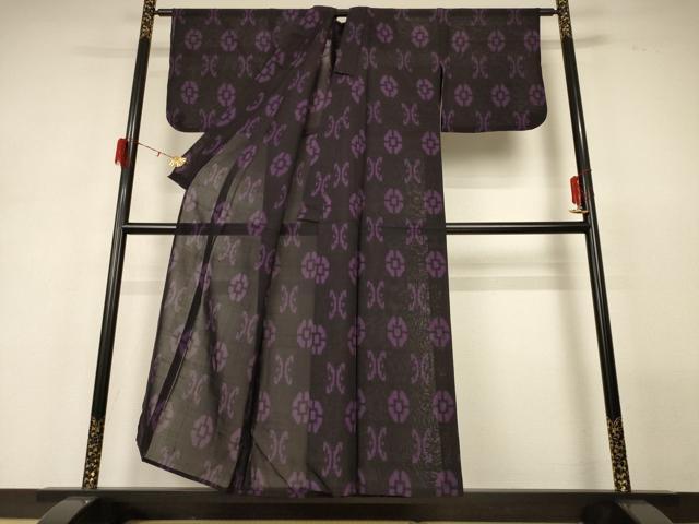 平和屋着物＊夏物 小紋 紗 幾何学文様 正絹 逸品 AABH3175jd
