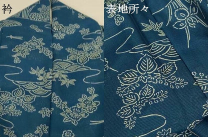 平和屋着物＊夏物 小紋 絽 流水花文 洗える着物 AABH3177jd