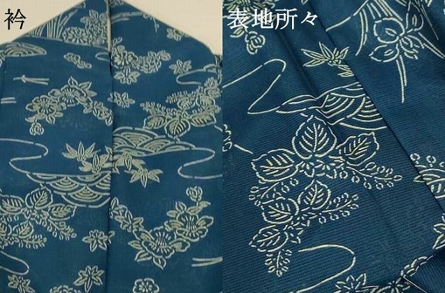 平和屋着物＊夏物 小紋 絽 流水花文 洗える着物 AABH3177jd
