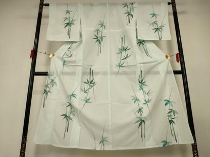 平和屋着物＊夏物 小紋 絽 笹竹文 洗える着物 AABH3180jd