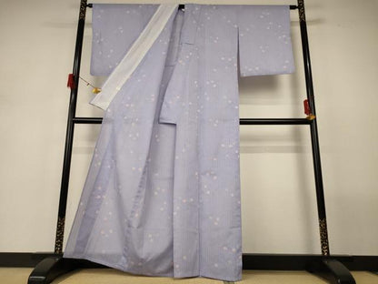 平和屋着物＊夏物 小紋 絽 舞桜文 洗える着物 AABH3184jd