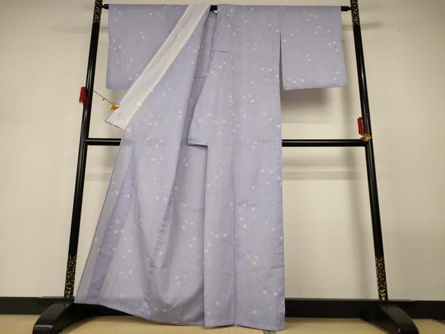平和屋着物＊夏物 小紋 絽 舞桜文 洗える着物 AABH3184jd