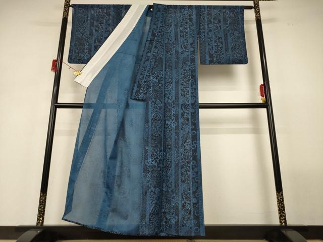 平和屋着物＊夏物 小紋 絽 雪輪花間道 洗える着物 AABH3190jd
