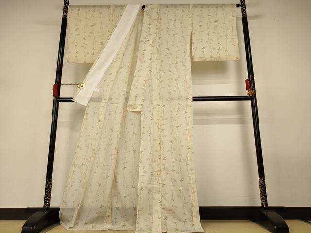 平和屋着物＊夏物 小紋 絽 草花文 洗える着物 AABH3191jd