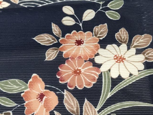 平和屋着物＊夏物　小紋　絽　草花文　洗える着物　AABH3192jd 平和屋着物＊夏物 小紋 絽 草花文 洗える着物 AABH3192jd