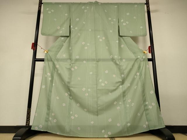 平和屋着物＊夏物 小紋 絽 草花文 洗える着物 AABH3194jd