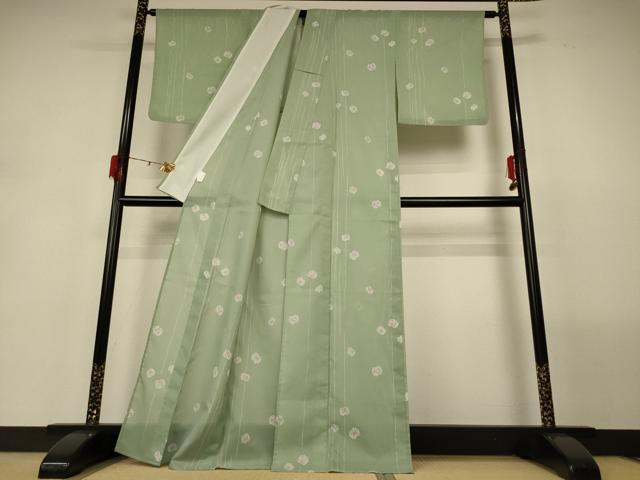 平和屋着物＊夏物 小紋 絽 草花文 洗える着物 AABH3194jd