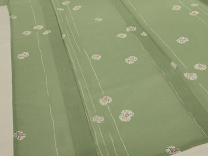 平和屋着物＊夏物 小紋 絽 草花文 洗える着物 AABH3194jd