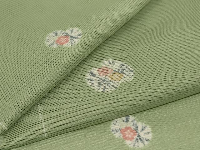 平和屋着物＊夏物 小紋 絽 草花文 洗える着物 AABH3194jd