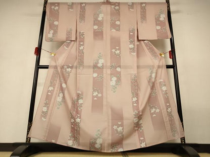 平和屋着物＊夏物 小紋 絽 草花文 洗える着物 AABH3198jd
