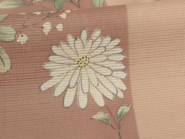 平和屋着物＊夏物 小紋 絽 草花文 洗える着物 AABH3198jd