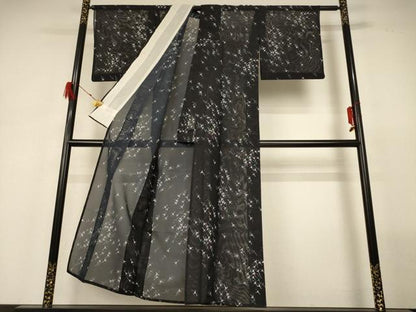 平和屋着物＊夏物 小紋 絽 舞鳥文 洗える着物 AABH3199jd
