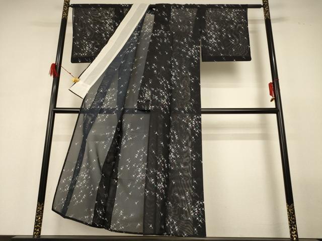 平和屋着物＊夏物 小紋 絽 舞鳥文 洗える着物 AABH3199jd