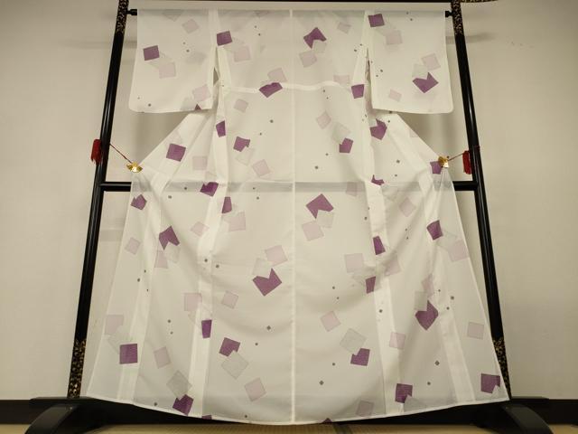平和屋着物＊夏物 小紋 絽 色紙花文 洗える着物 AABH3200jd