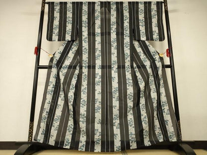 平和屋着物＊夏物 小紋 絽 枝葉間道 洗える着物 AABH3202jd