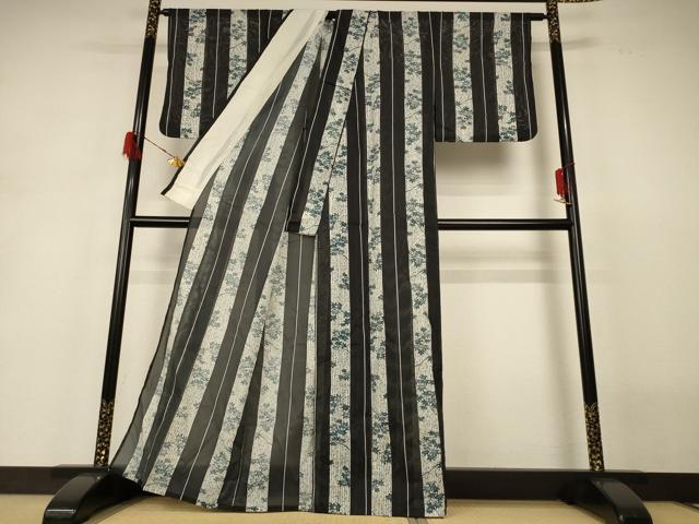 平和屋着物＊夏物 小紋 絽 枝葉間道 洗える着物 AABH3202jd