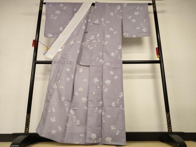 平和屋着物＊夏物 小紋 絽 舞桜文 風鈴 洗える着物 未使用 AABH3204jd