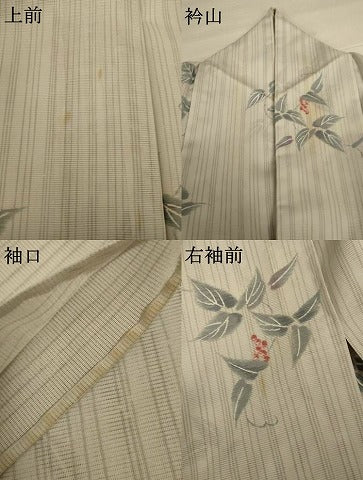 平和屋着物＊夏物 小紋 絽 南天文 洗える着物 AABH3205jd